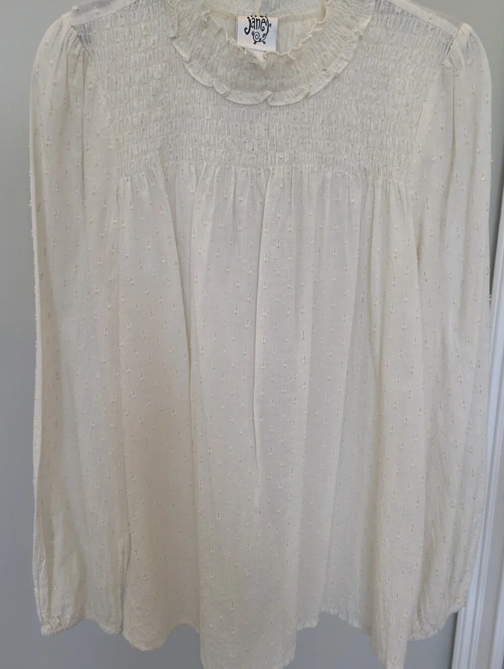 Ivy Jane Ivory Swiss Dot Blouse Size Small